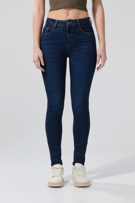 Jean jegging azul oscuro con bolsillos y tiro alto