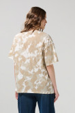 Camiseta college crema clara manga corta camuflada
