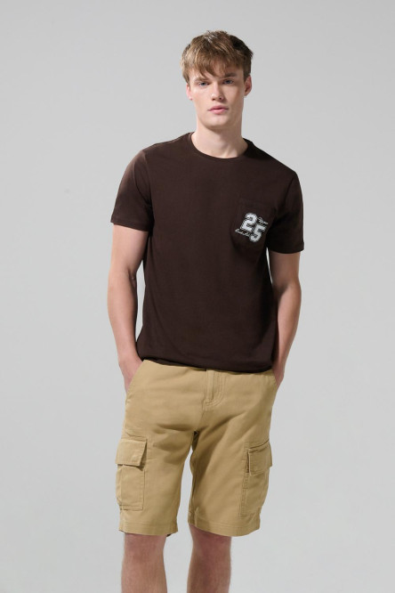 Bermuda de dril unicolor cargo con bolsillos utilitarios