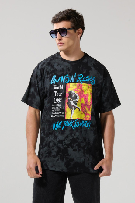 Camiseta negra tie dye cuello redondo de Guns N´ Roses