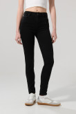 Jean jegging negro ceñido con cremallera y tiro alto