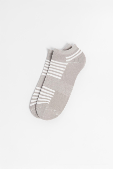 Medias unicolores tobilleras con rayas localizadas