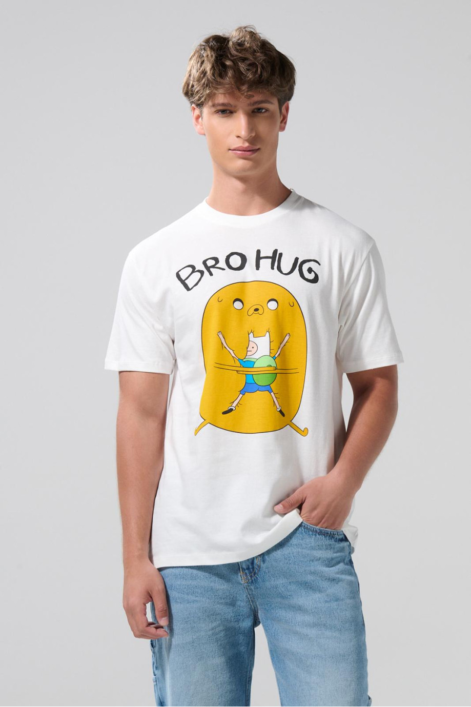 Camiseta cuello redondo crema con arte de Hora de Aventura