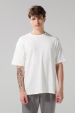 Camiseta unicolor manga corta con texturas oversize