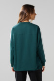 Buzo cuello redondo verde college con contrastes