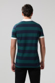 Camiseta unicolor polo con rayas en contraste y botones