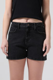 Short de jean gris intenso tiro alto con cremallera