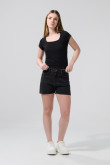 Short de jean gris intenso tiro alto con cremallera