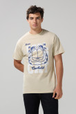 Camiseta kaki manga corta con arte de Garfield en frente