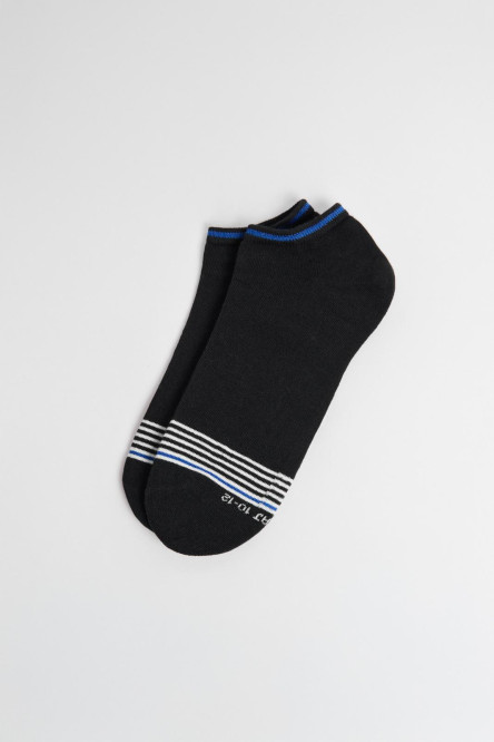 Medias tobilleras unicolores con rayas en frente