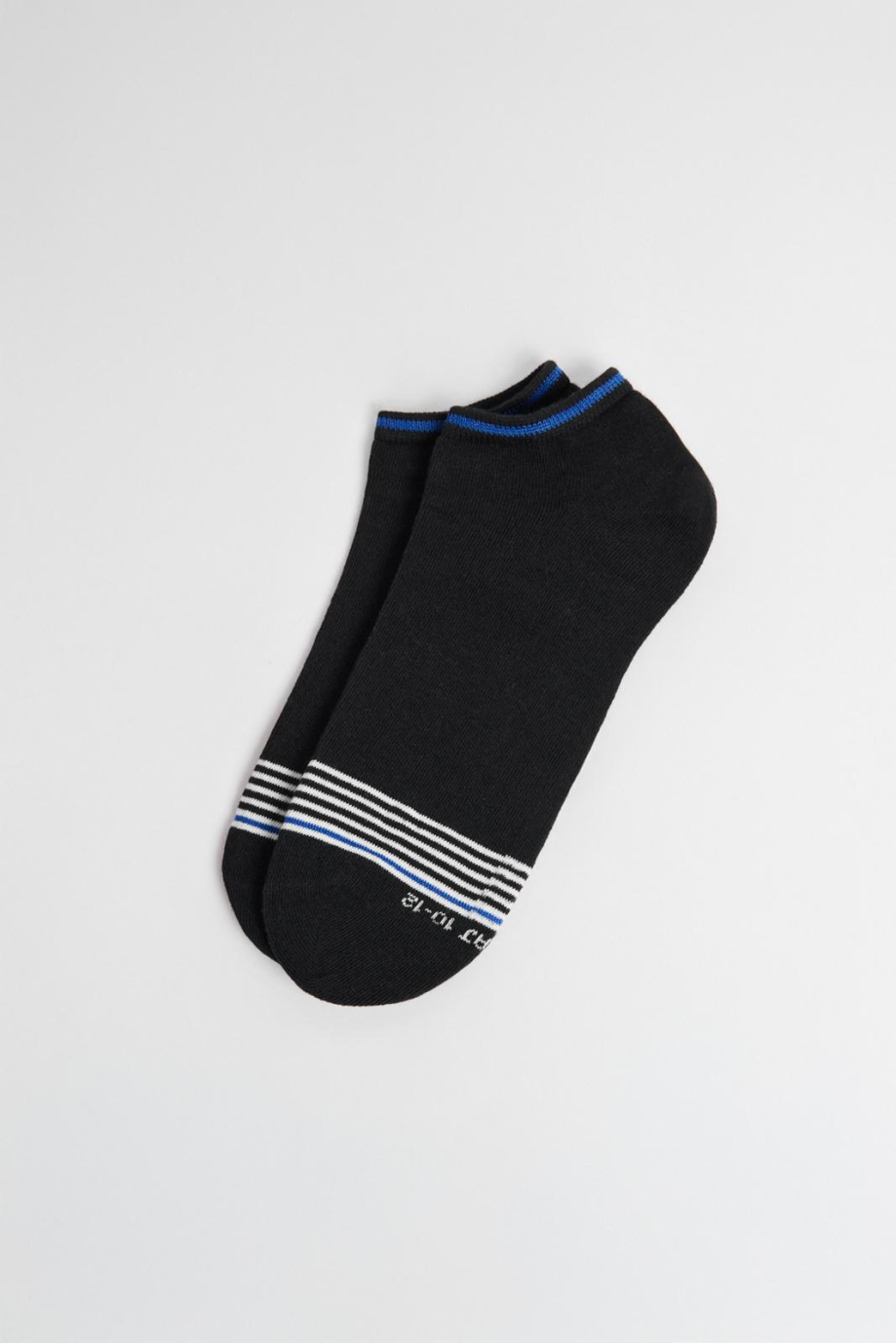Medias tobilleras unicolores con rayas en frente