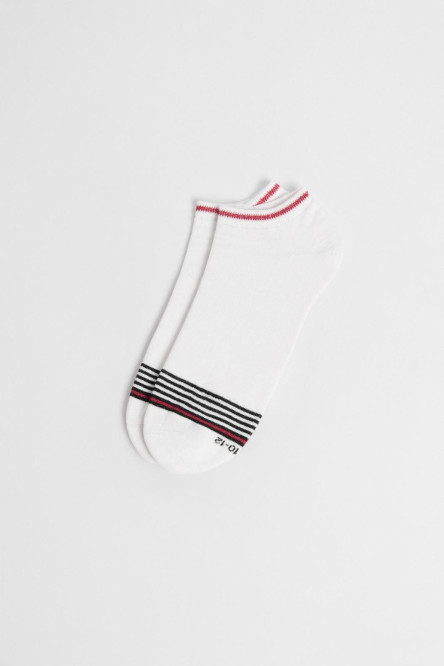 Medias tobilleras unicolores con rayas en frente