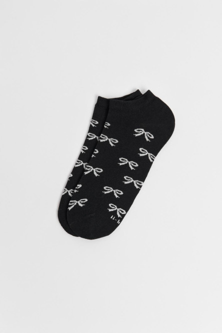 Medias unicolores tobilleras con diseño de moños
