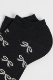 Medias unicolores tobilleras con diseño de moños