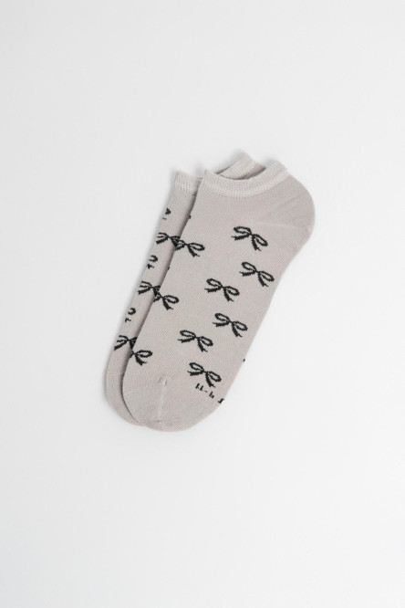 Medias unicolores tobilleras con diseño de moños