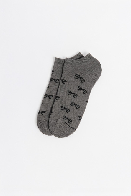 Medias unicolores tobilleras con diseño de moños