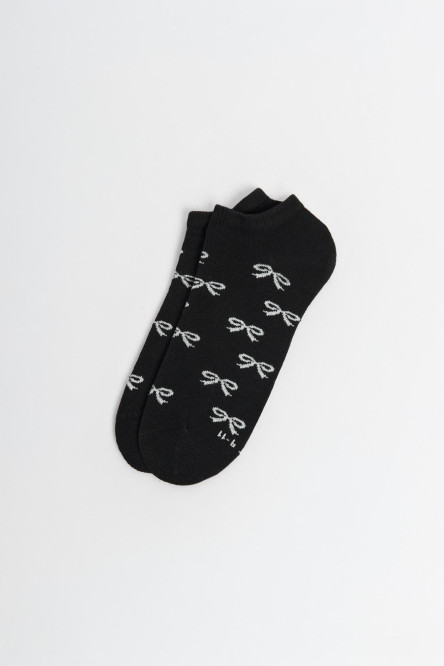 Medias unicolores tobilleras con diseño de moños