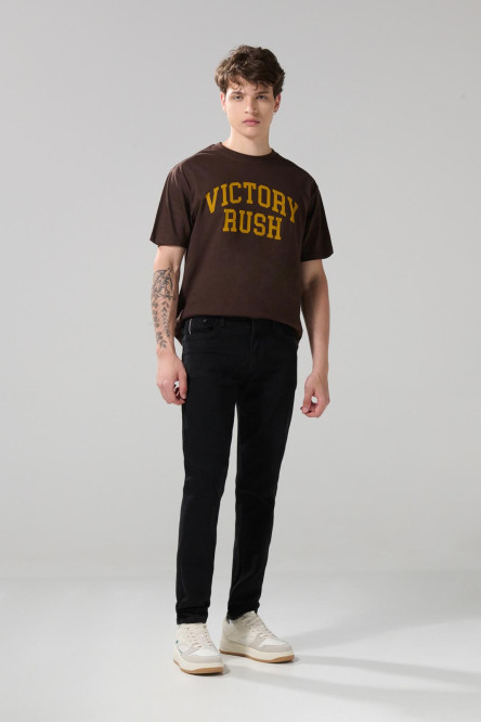 Jean skinny ajustado negro con tiro bajo y cremallera