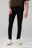 Jean skinny ajustado negro con tiro bajo y cremallera