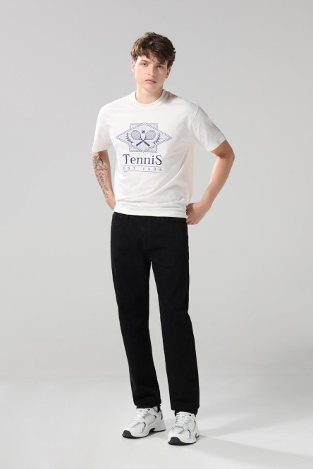 Jean tiro bajo 90´S bota recta negro con 5 bolsillos