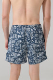 Bermuda playera azul medio estampada con tiro bajo