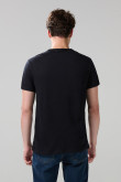 Camiseta en algodón negra con manga corta y cuello redondo