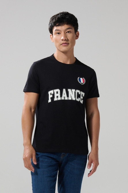 Camiseta en algodón ajustada negra con manga corta