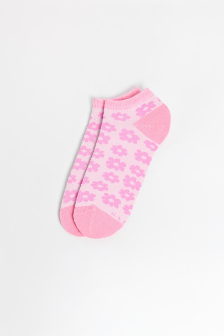 Medias de flores tobilleras rosadas con contrastes