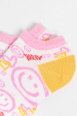 Medias unicolores tobilleras con diseños de caritas felices