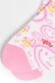 Medias unicolores tobilleras con diseños de caritas felices
