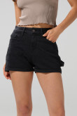 Short gris intenso de jean tiro alto con cremallera