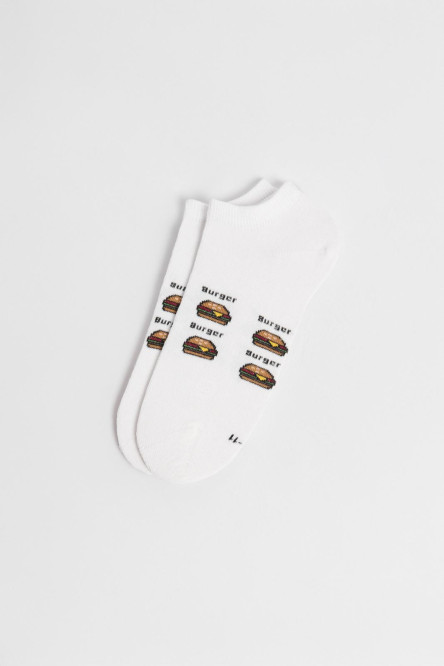 Medias unicolores tobilleras con diseños de comida