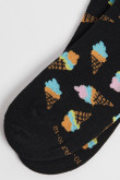Medias tobilleras unicolores con diseños de helados