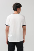 Camiseta cuello redondo college crema con contrastes
