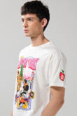 Camiseta crema clara de Mickey con cuello redondo