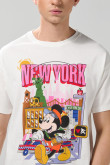 Camiseta crema clara de Mickey con cuello redondo
