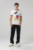 Camiseta crema clara manga corta de Mickey con contrastes