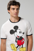 Camiseta crema clara manga corta de Mickey con contrastes