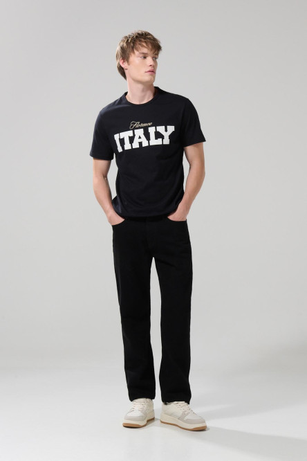 Jean negro tipo 90´S tiro bajo con bota recta