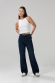 Jean azul intenso 90´S con bota recta y tiro alto