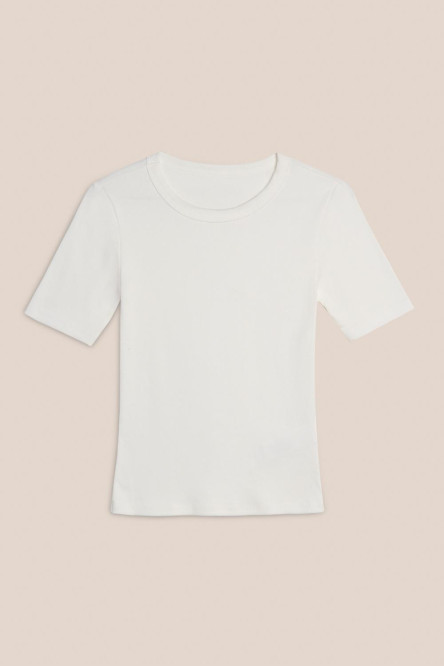 Camiseta unicolor manga corta con finas texturas de canal