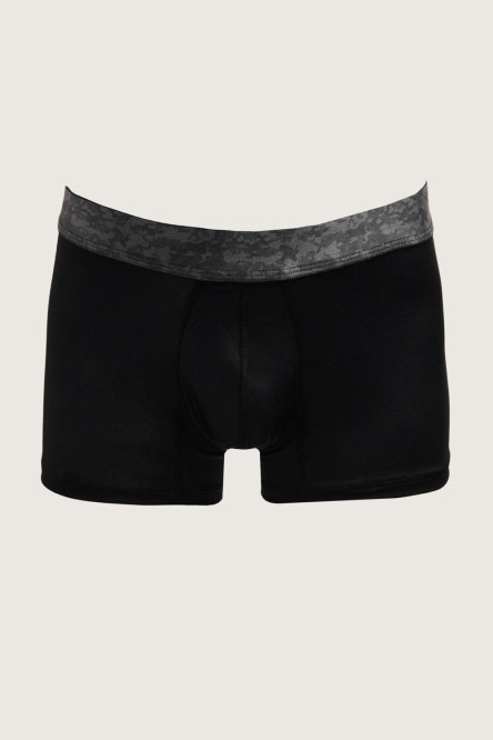 Bóxer trunk-corto en algodón negro con cintura estampada