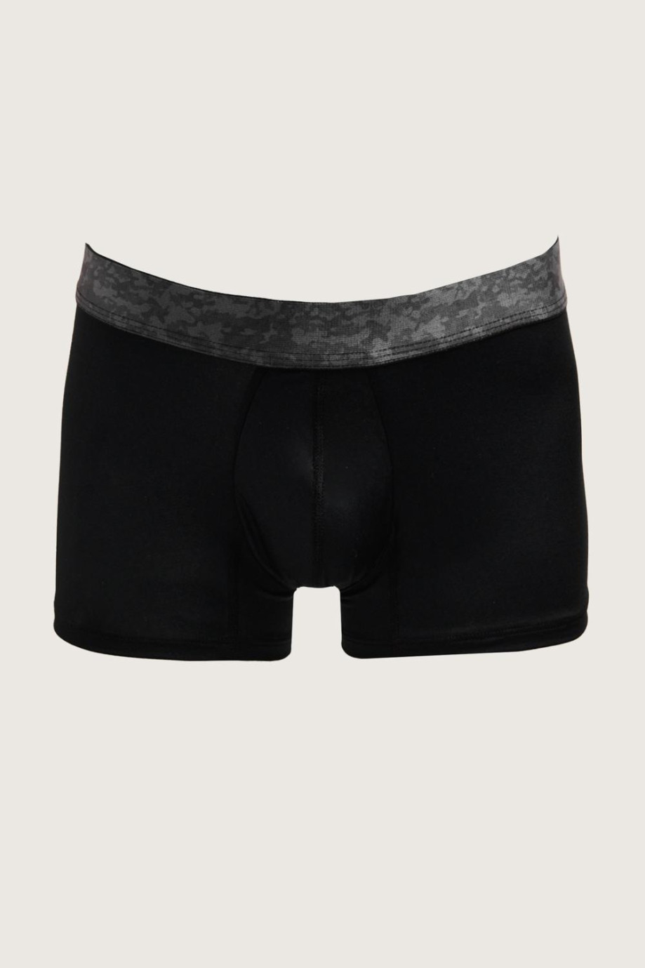 Bóxer trunk-corto en algodón negro con cintura estampada