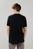 Camiseta en algodón ajustada con cuello redondo unicolor