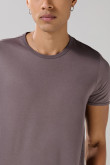 Camiseta en algodón ajustada con cuello redondo unicolor