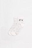 Medias unicolores cortas con puntos y diseño de perritos