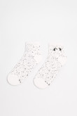 Medias unicolores cortas con puntos y diseño de perritos