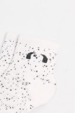 Medias unicolores cortas con puntos y diseño de perritos