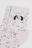 Medias unicolores cortas con puntos y diseño de perritos