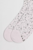Medias unicolores cortas con puntos y diseño de perritos